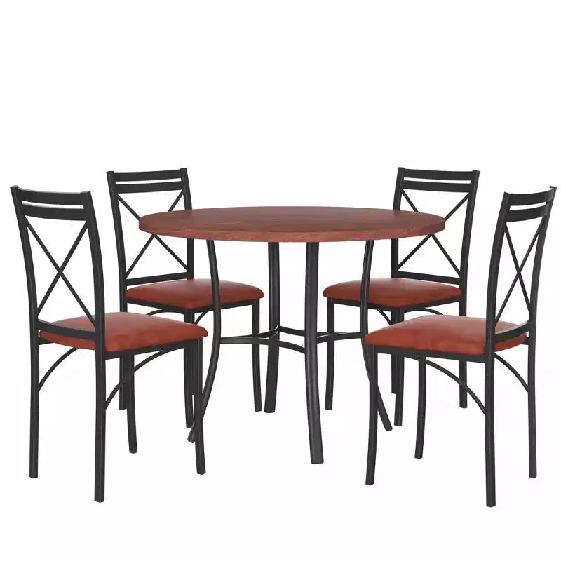 36 Round Dining Table for 4, Faux Marble Bar Table Top with Metal Legs for Kitchen, Small Spaces