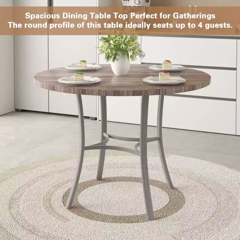 36 Round Dining Table for 4, Faux Marble Bar Table Top with Metal Legs for Kitchen, Small Spaces