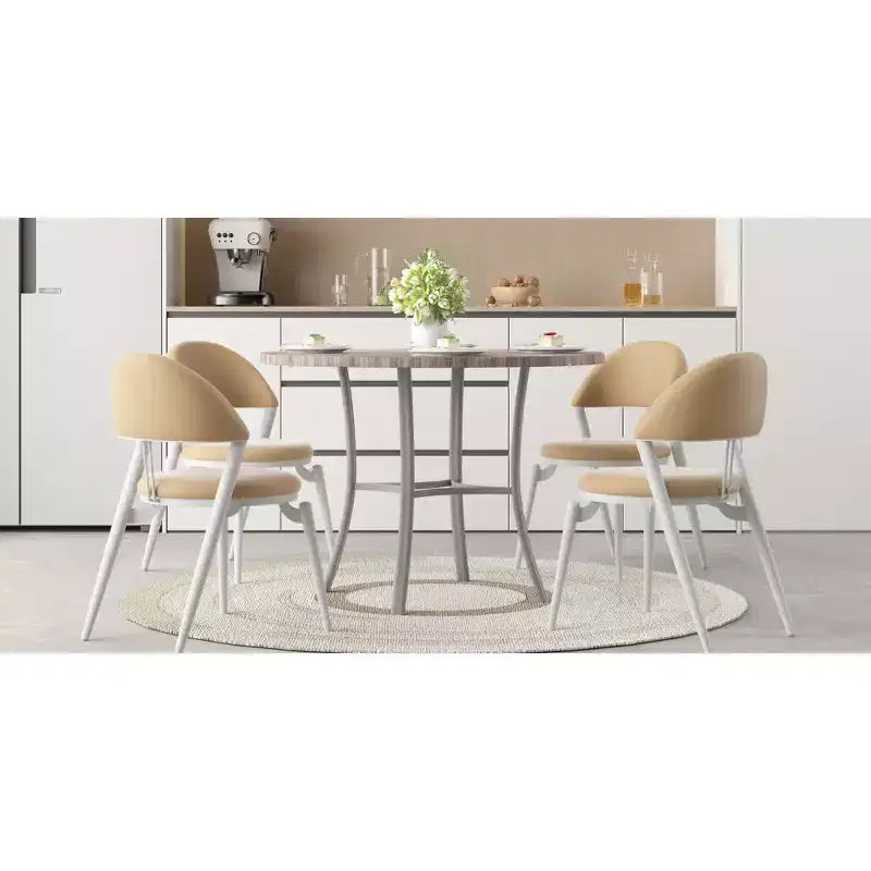 36 Round Dining Table for 4, Faux Marble Bar Table Top with Metal Legs for Kitchen, Small Spaces