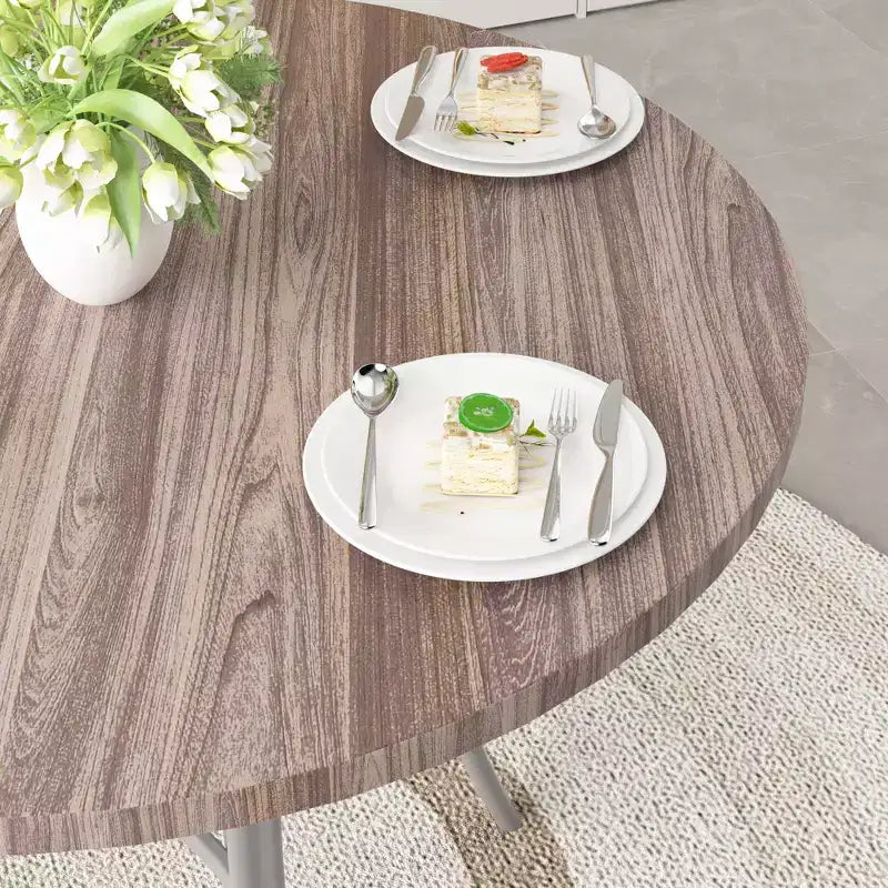 36 Round Dining Table for 4, Faux Marble Bar Table Top with Metal Legs for Kitchen, Small Spaces