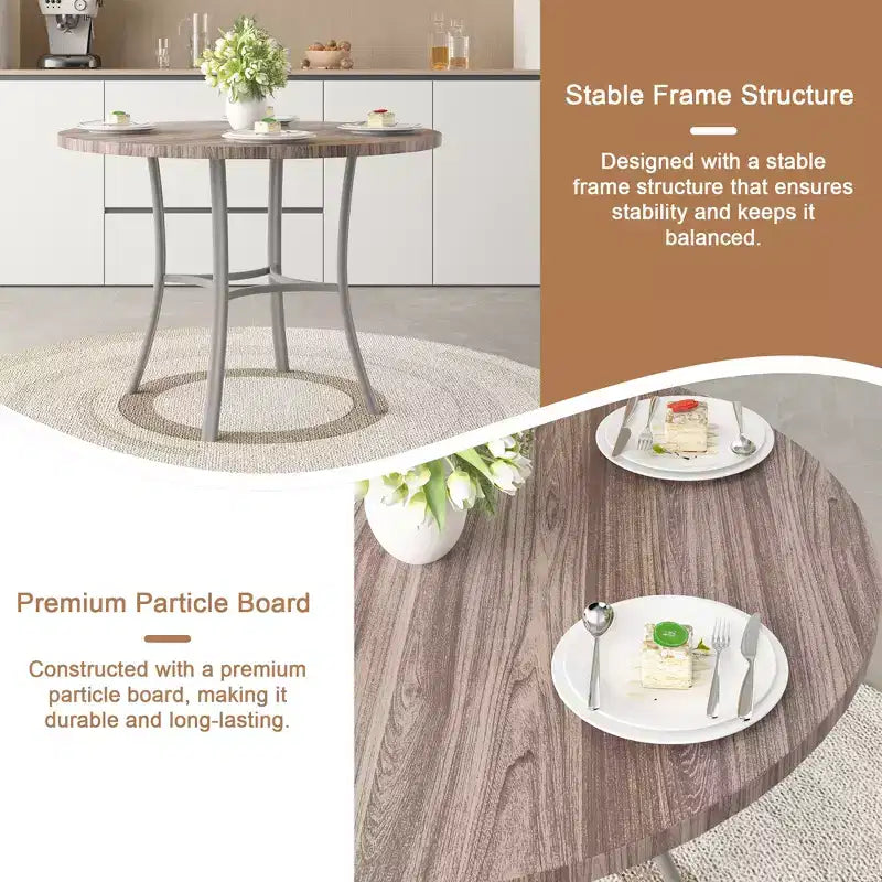 36 Round Dining Table for 4, Faux Marble Bar Table Top with Metal Legs for Kitchen, Small Spaces