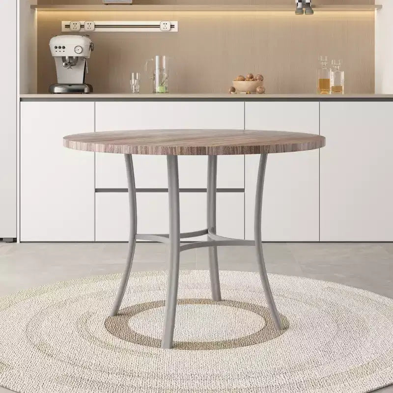 36 Round Dining Table for 4, Faux Marble Bar Table Top with Metal Legs for Kitchen, Small Spaces