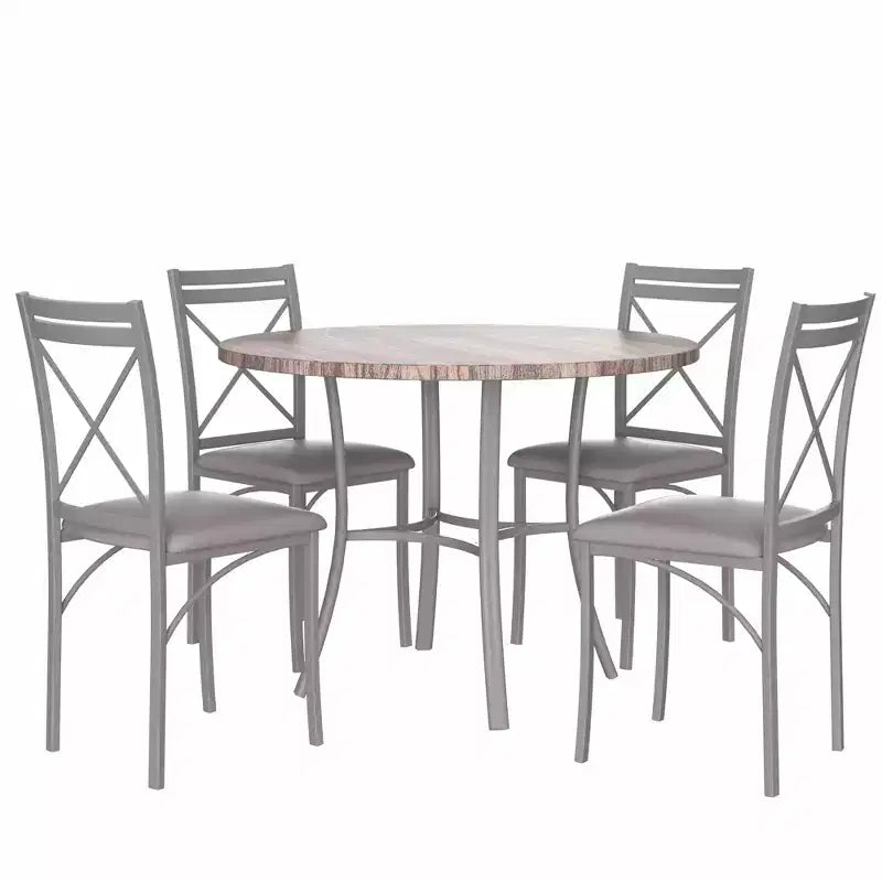36 Round Dining Table for 4, Faux Marble Bar Table Top with Metal Legs for Kitchen, Small Spaces