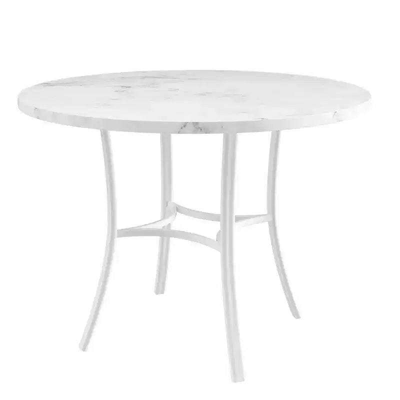 36 Round Dining Table for 4, Faux Marble Bar Table Top with Metal Legs for Kitchen, Small Spaces
