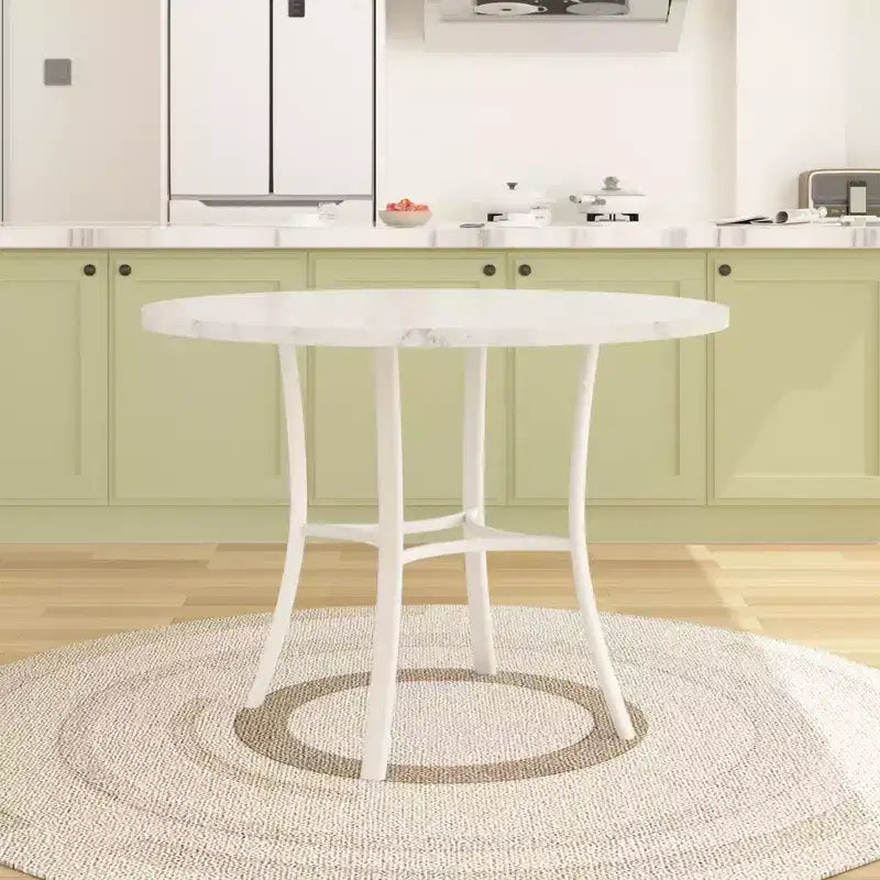 36 Round Dining Table for 4, Faux Marble Bar Table Top with Metal Legs for Kitchen, Small Spaces