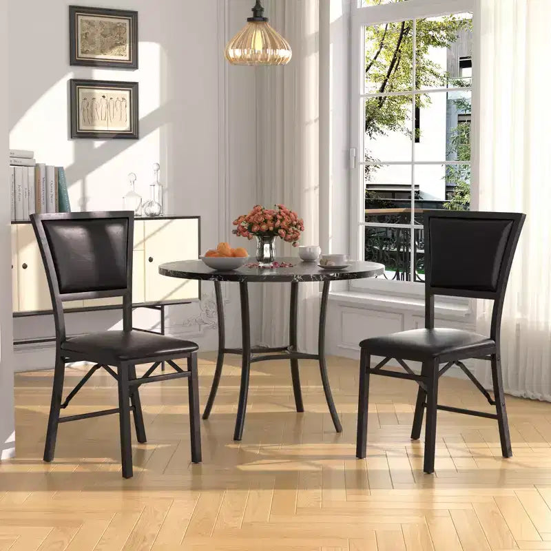 36 Round Dining Table for 4, Faux Marble Bar Table Top with Metal Legs for Kitchen, Small Spaces