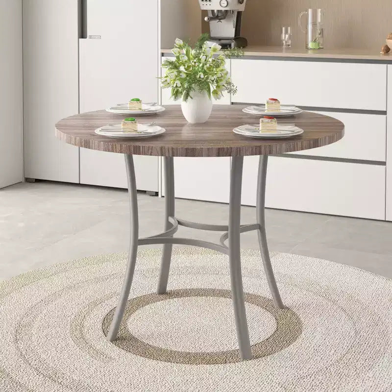 36 Round Dining Table for 4, Faux Marble Bar Table Top with Metal Legs for Kitchen, Small Spaces