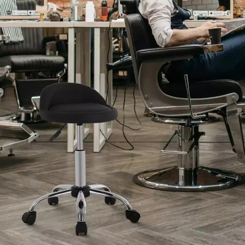 Salon Chair Height Adjustable Rolling Stool Swivel Spa Chair with Comfortable PU Leather Seat & Chrome-Plated Metal Base