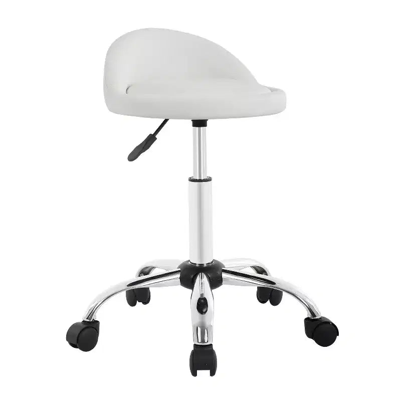 Salon Chair Height Adjustable Rolling Stool Swivel Spa Chair with Comfortable PU Leather Seat & Chrome-Plated Metal Base