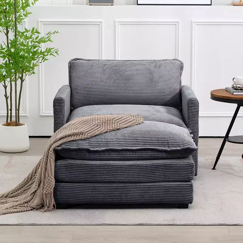 41.34 Corduroy Oversized Accent Chair, Sofa Chair with Ottoman and Large Seat, Modern Armchair Reading Chairs for Bedroom Living Room