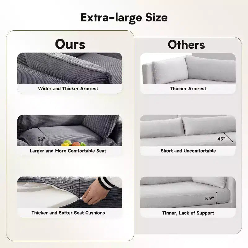 41.34 Corduroy Oversized Accent Chair, Sofa Chair with Ottoman and Large Seat, Modern Armchair Reading Chairs for Bedroom Living Room