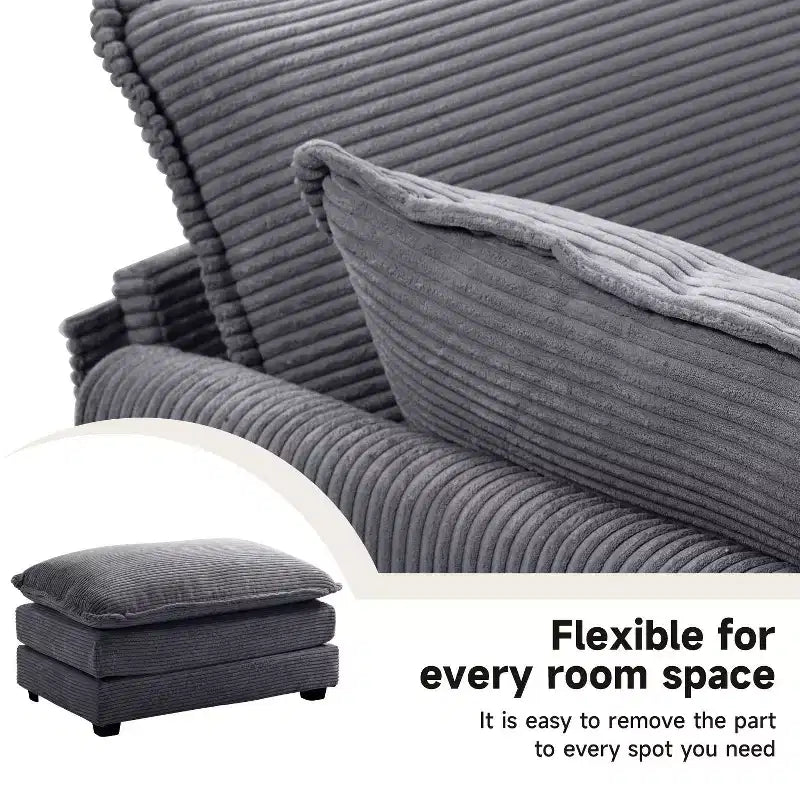 41.34 Corduroy Oversized Accent Chair, Sofa Chair with Ottoman and Large Seat, Modern Armchair Reading Chairs for Bedroom Living Room