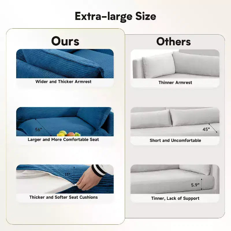 41.34 Corduroy Oversized Accent Chair, Sofa Chair with Ottoman and Large Seat, Modern Armchair Reading Chairs for Bedroom Living Room