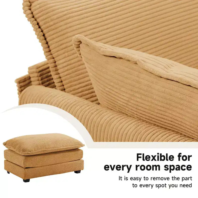 41.34 Corduroy Oversized Accent Chair, Sofa Chair with Ottoman and Large Seat, Modern Armchair Reading Chairs for Bedroom Living Room