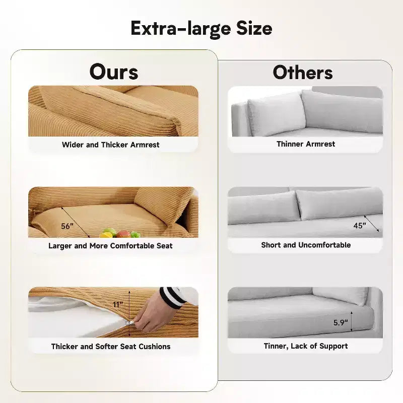 41.34 Corduroy Oversized Accent Chair, Sofa Chair with Ottoman and Large Seat, Modern Armchair Reading Chairs for Bedroom Living Room