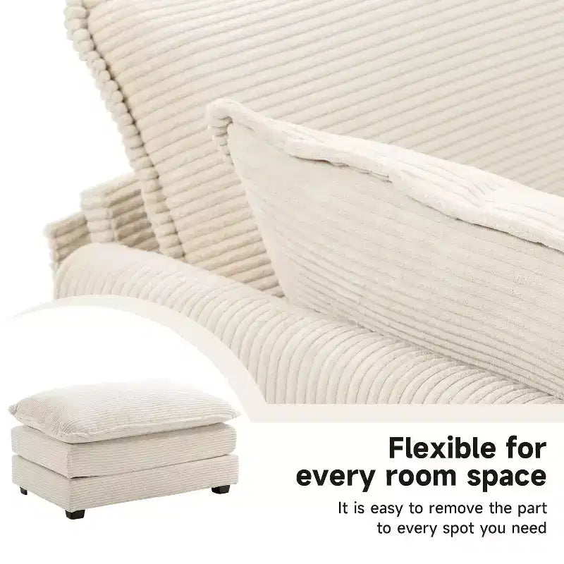 41.34 Corduroy Oversized Accent Chair, Sofa Chair with Ottoman and Large Seat, Modern Armchair Reading Chairs for Bedroom Living Room