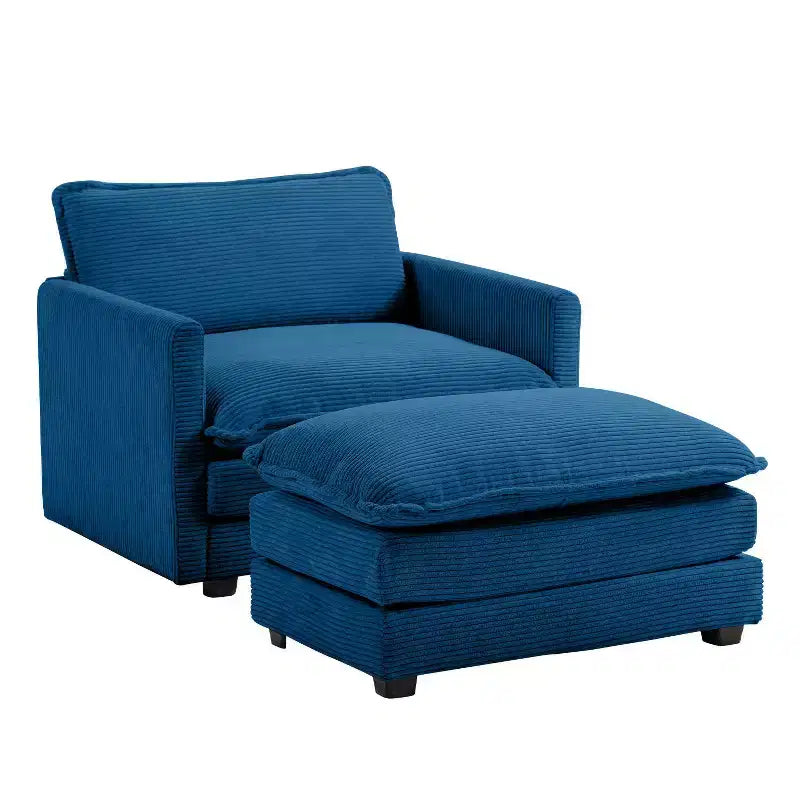 41.34 Corduroy Oversized Accent Chair, Sofa Chair with Ottoman and Large Seat, Modern Armchair Reading Chairs for Bedroom Living Room