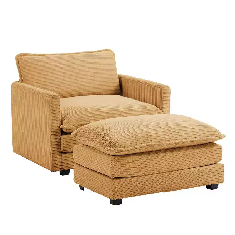 41.34 Corduroy Oversized Accent Chair, Sofa Chair with Ottoman and Large Seat, Modern Armchair Reading Chairs for Bedroom Living Room