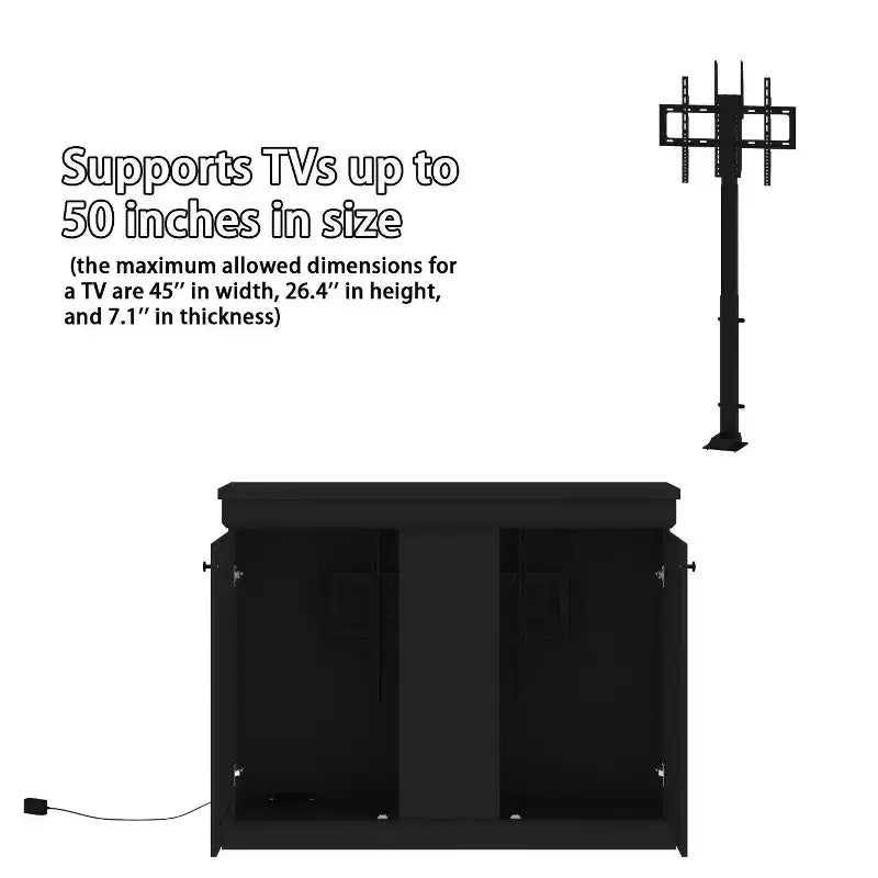 Smart Lift TV Gaming Station - Fits Up to 50" Screens, Motorized Lift, 4 Preset Heights, Dual Cable Management, MDF Cabinet, 39.3"Hx50.4"W
