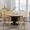 PexFix 60 Solid Wood Round Dining Table Kitchen Table for 6-8 with Tabletop & Concave Cylinder Legs for Living/Dining Room Coffee Office Natural