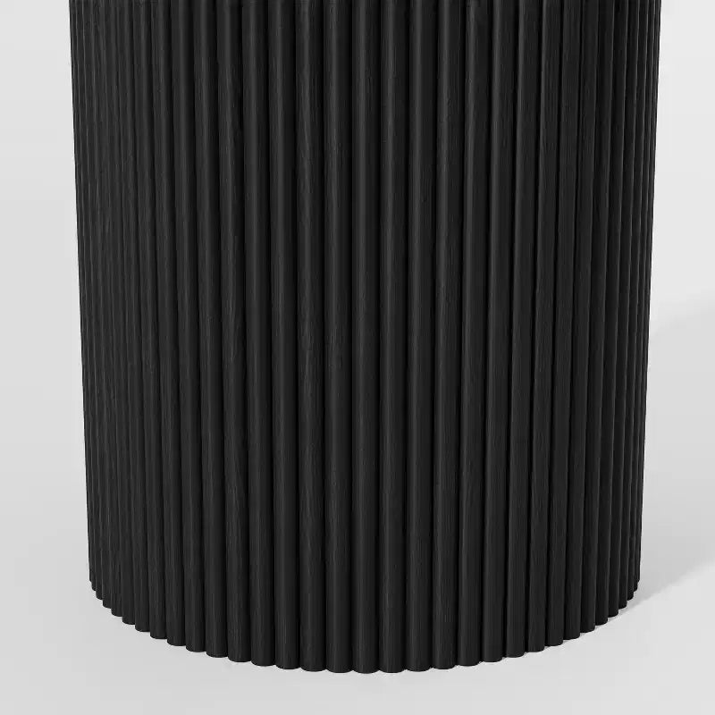 60" Round Solid Wood Dining Table - Seats 6-8, Fluted Cylindrical Pedestal Base, Natural, No Tools Assembly
