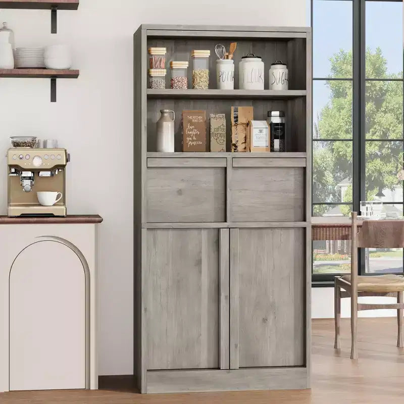 Tall Freestanding Bathroom Storage Cabinet with 2 Doors & 2 Drawers - 23.6"Lx11.8"Dx50.9"H, Waterproof MDF, Anti-Tip Hardware, White