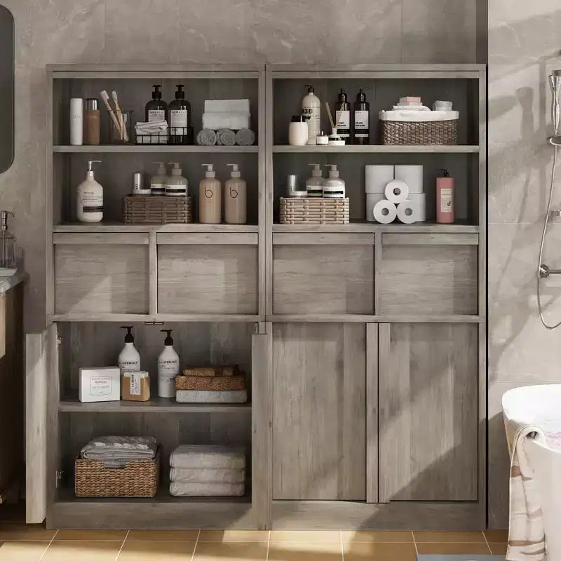 Tall Freestanding Bathroom Storage Cabinet with 2 Doors & 2 Drawers - 23.6"Lx11.8"Dx50.9"H, Waterproof MDF, Anti-Tip Hardware, White