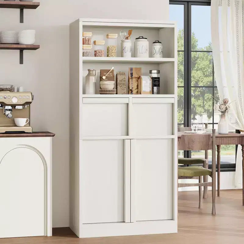 Tall Freestanding Bathroom Storage Cabinet with 2 Doors & 2 Drawers - 23.6"Lx11.8"Dx50.9"H, Waterproof MDF, Anti-Tip Hardware, White
