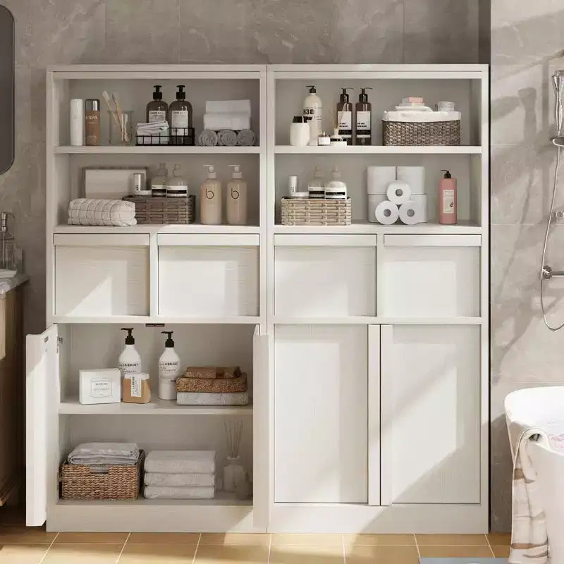 Tall Freestanding Bathroom Storage Cabinet with 2 Doors & 2 Drawers - 23.6"Lx11.8"Dx50.9"H, Waterproof MDF, Anti-Tip Hardware, White