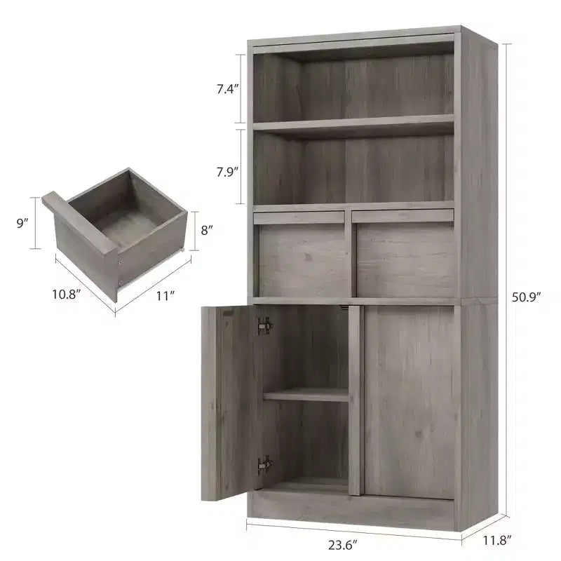 Tall Freestanding Bathroom Storage Cabinet with 2 Doors & 2 Drawers - 23.6"Lx11.8"Dx50.9"H, Waterproof MDF, Anti-Tip Hardware, White