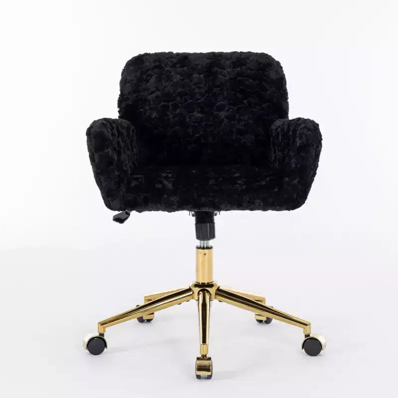 Velvet Office Chair with Gold Metal Base - Adjustable Height, Swivel, Padded Seat, Home & Office Desk Chair