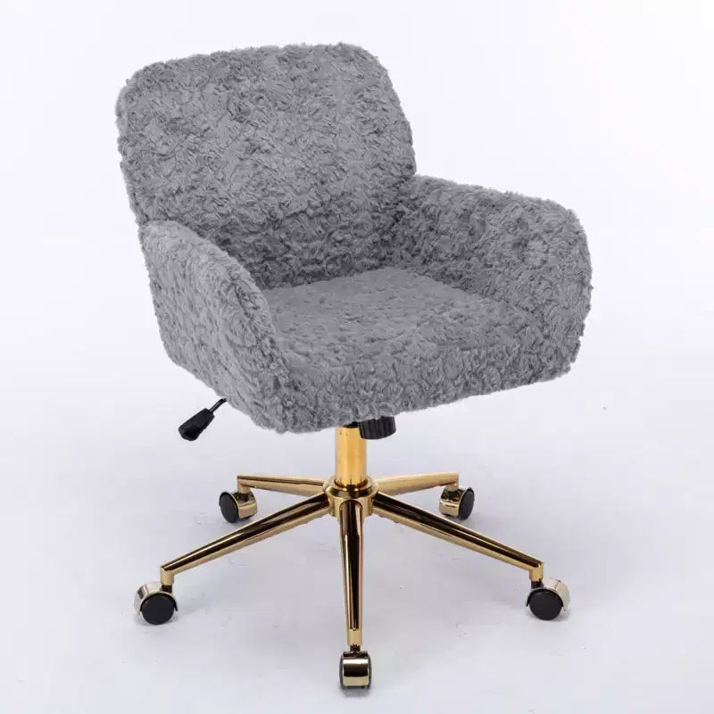 Velvet Office Chair with Gold Metal Base - Adjustable Height, Swivel, Padded Seat, Home & Office Desk Chair