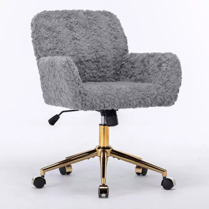Velvet Office Chair with Gold Metal Base - Adjustable Height, Swivel, Padded Seat, Home & Office Desk Chair