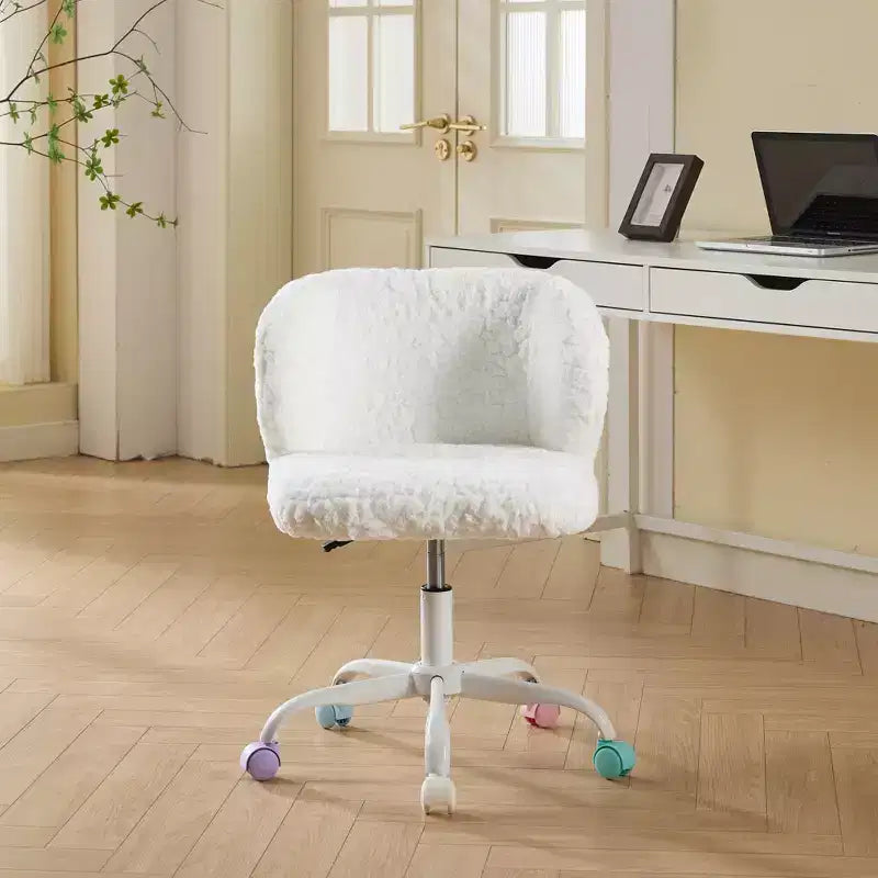 Velvet Office Chair with Gold Metal Base - Adjustable Height, Swivel, Padded Seat, Home & Office Desk Chair