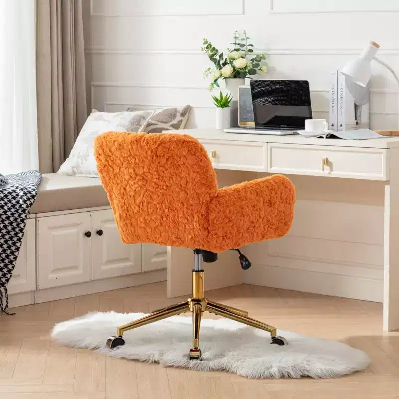 Velvet Office Chair with Gold Metal Base - Adjustable Height, Swivel, Padded Seat, Home & Office Desk Chair