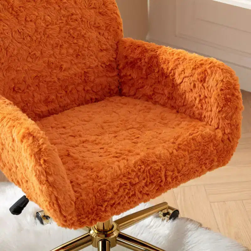 Velvet Office Chair with Gold Metal Base - Adjustable Height, Swivel, Padded Seat, Home & Office Desk Chair