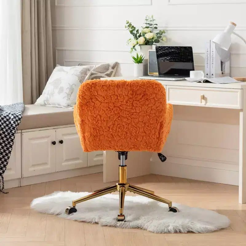 Velvet Office Chair with Gold Metal Base - Adjustable Height, Swivel, Padded Seat, Home & Office Desk Chair