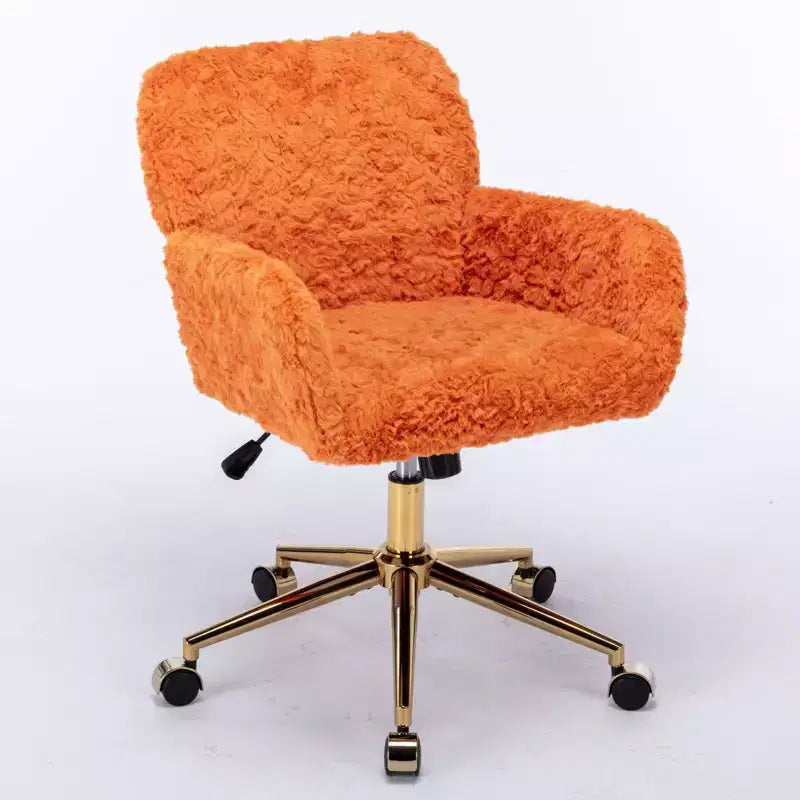 Velvet Office Chair with Gold Metal Base - Adjustable Height, Swivel, Padded Seat, Home & Office Desk Chair