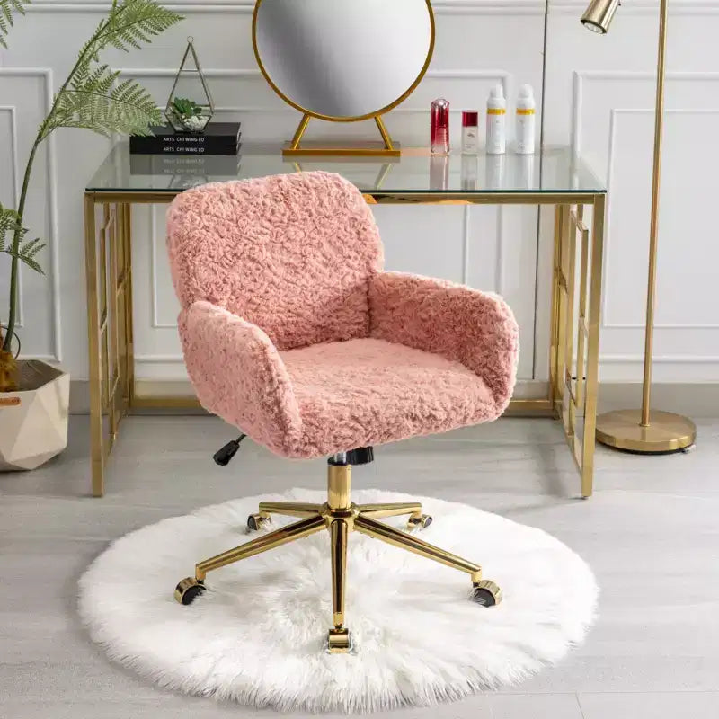 Velvet Office Chair with Gold Metal Base - Adjustable Height, Swivel, Padded Seat, Home & Office Desk Chair