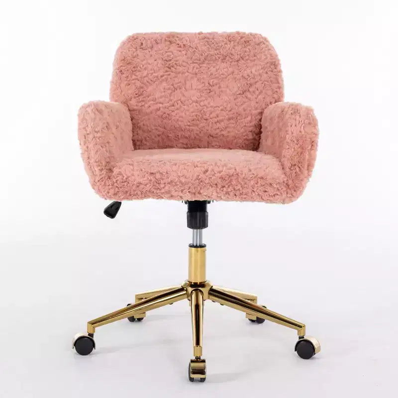 Velvet Office Chair with Gold Metal Base - Adjustable Height, Swivel, Padded Seat, Home & Office Desk Chair