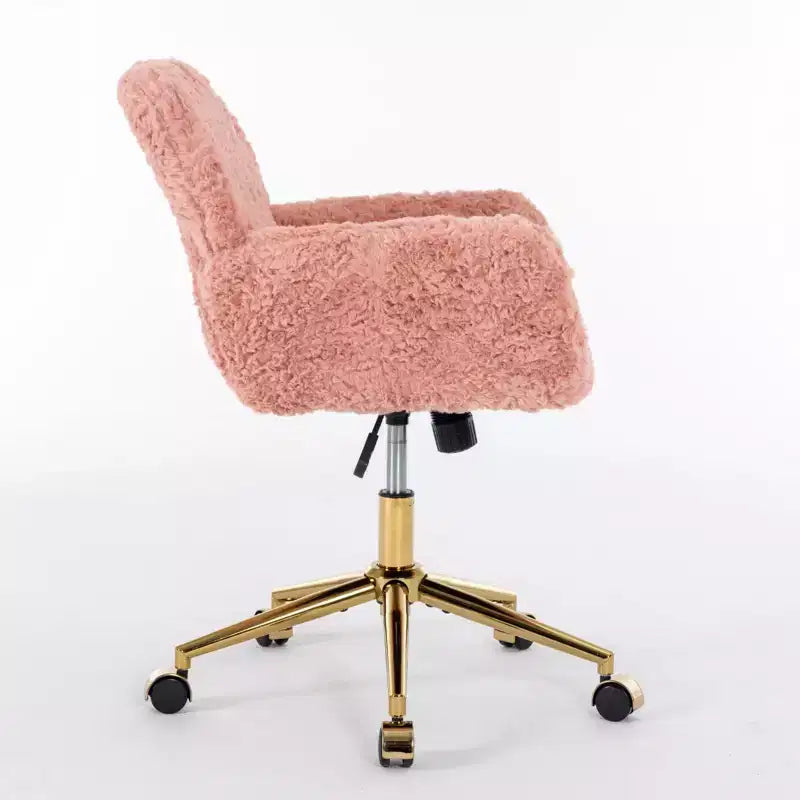 Velvet Office Chair with Gold Metal Base - Adjustable Height, Swivel, Padded Seat, Home & Office Desk Chair