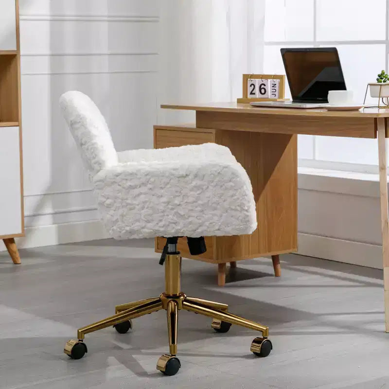 Velvet Office Chair with Gold Metal Base - Adjustable Height, Swivel, Padded Seat, Home & Office Desk Chair