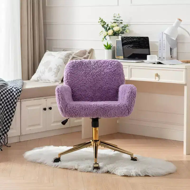 Velvet Office Chair with Gold Metal Base - Adjustable Height, Swivel, Padded Seat, Home & Office Desk Chair