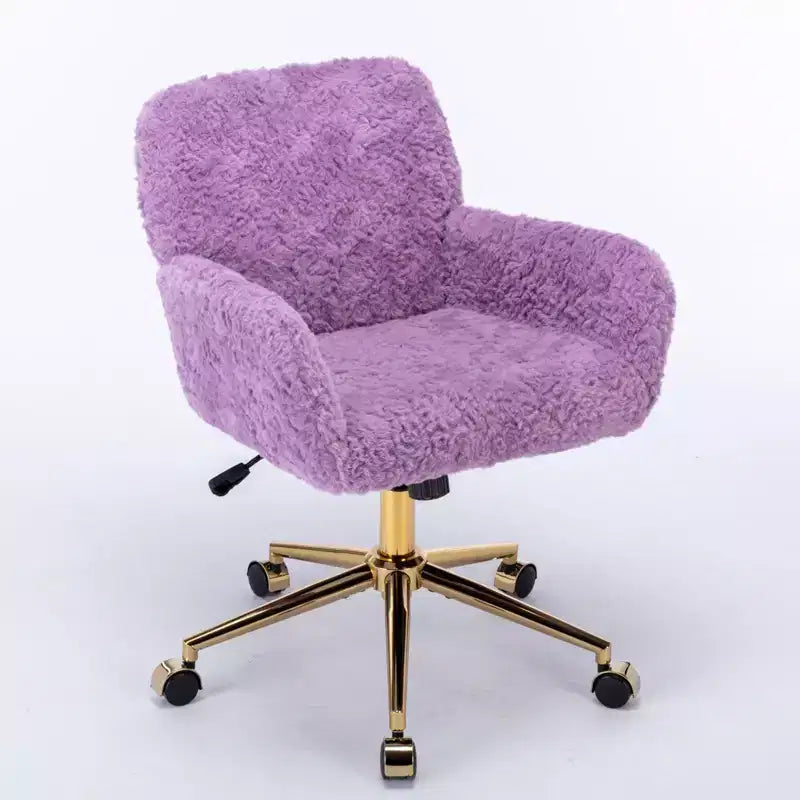 Velvet Office Chair with Gold Metal Base - Adjustable Height, Swivel, Padded Seat, Home & Office Desk Chair