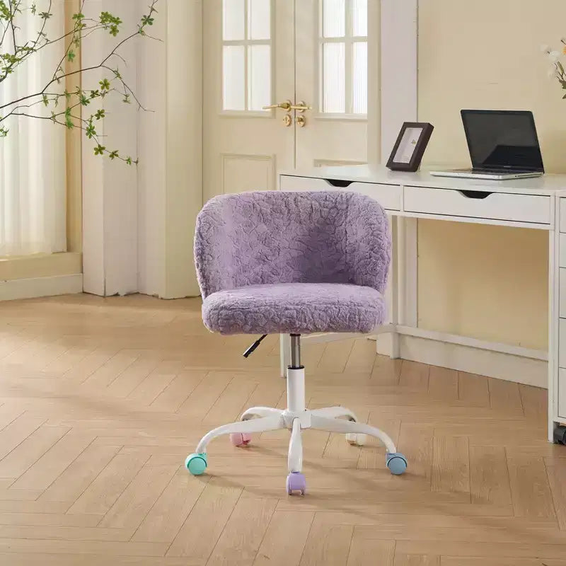 Velvet Office Chair with Gold Metal Base - Adjustable Height, Swivel, Padded Seat, Home & Office Desk Chair