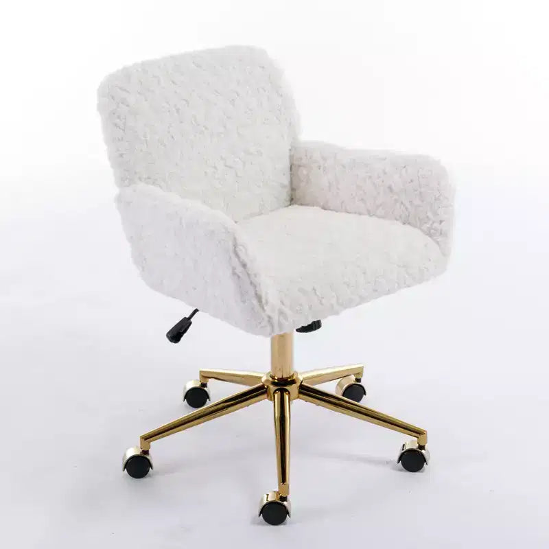 Velvet Office Chair with Gold Metal Base - Adjustable Height, Swivel, Padded Seat, Home & Office Desk Chair