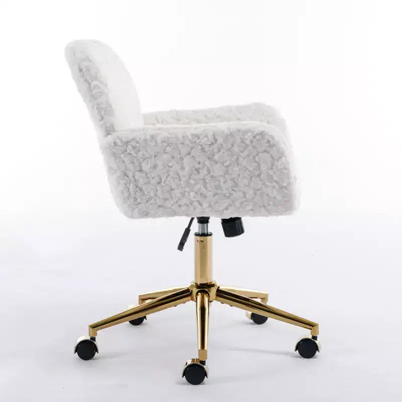 Velvet Office Chair with Gold Metal Base - Adjustable Height, Swivel, Padded Seat, Home & Office Desk Chair