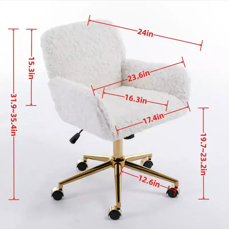 Velvet Office Chair with Gold Metal Base - Adjustable Height, Swivel, Padded Seat, Home & Office Desk Chair