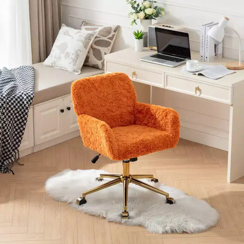 Velvet Office Chair with Gold Metal Base - Adjustable Height, Swivel, Padded Seat, Home & Office Desk Chair