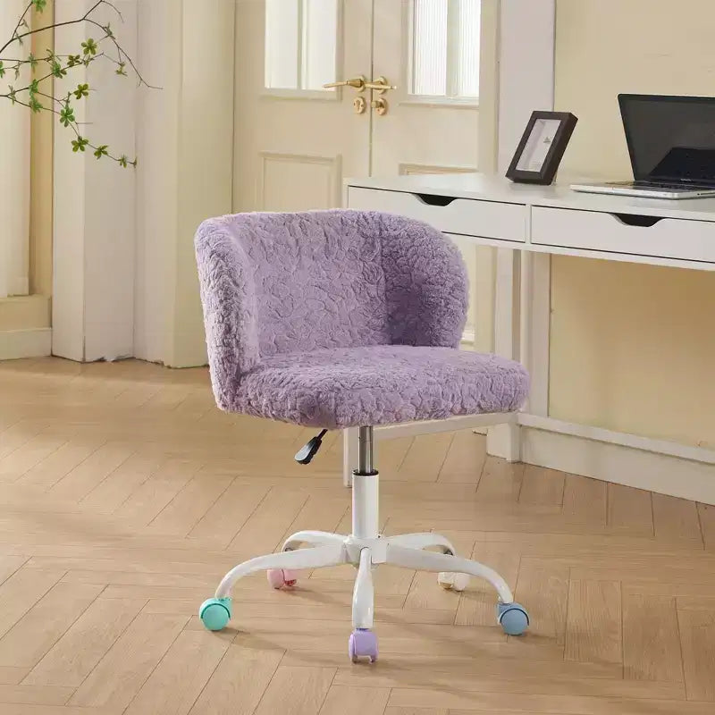 Velvet Office Chair with Gold Metal Base - Adjustable Height, Swivel, Padded Seat, Home & Office Desk Chair